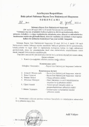 Sabunçu Rayon İcra Hakimiyyəti başçısının sərəncamları